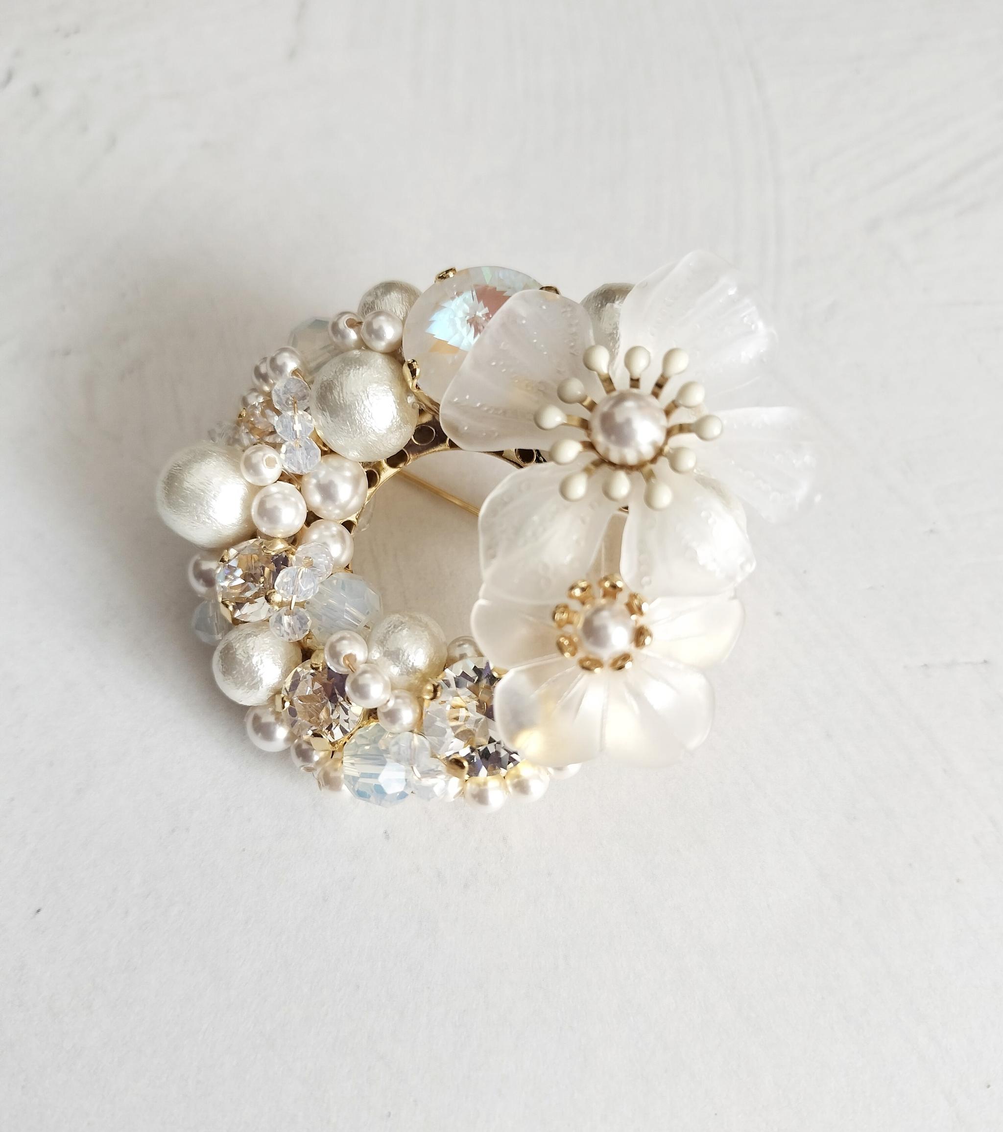 ブローチ　純白パール　フラワー　コットンパール　ホワイト　フォーマル | 3枚目