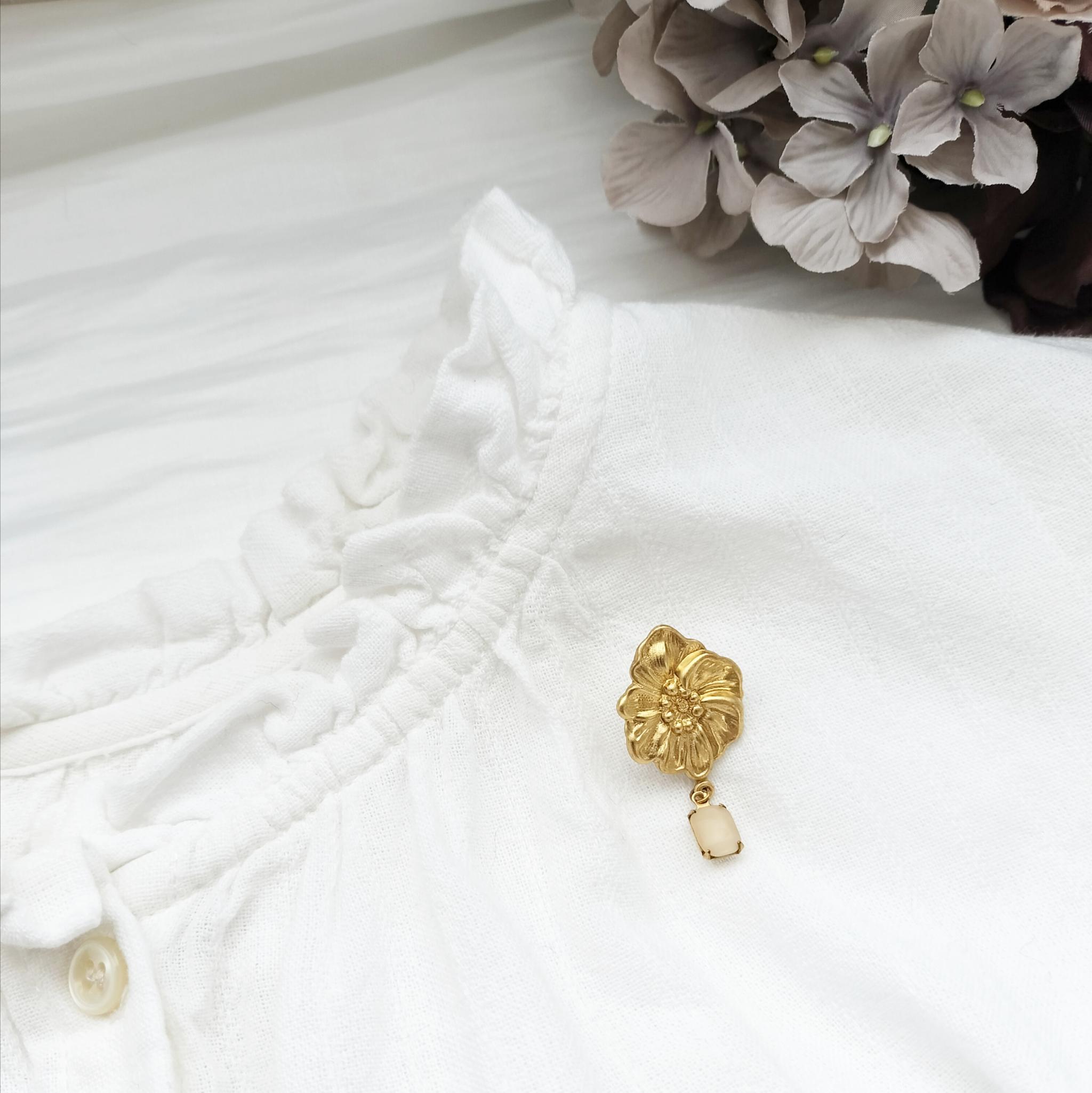 真鍮製　ミニブローチ　ピンバッジ　アネモネ | 6枚目